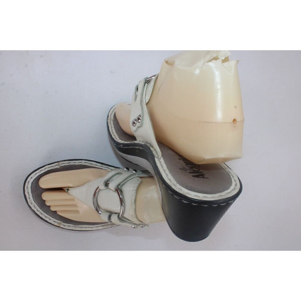 Alegria Women Shoe Lola White Sz 8M EUR 38 Slide Sandals Adjustable Hook & Loop